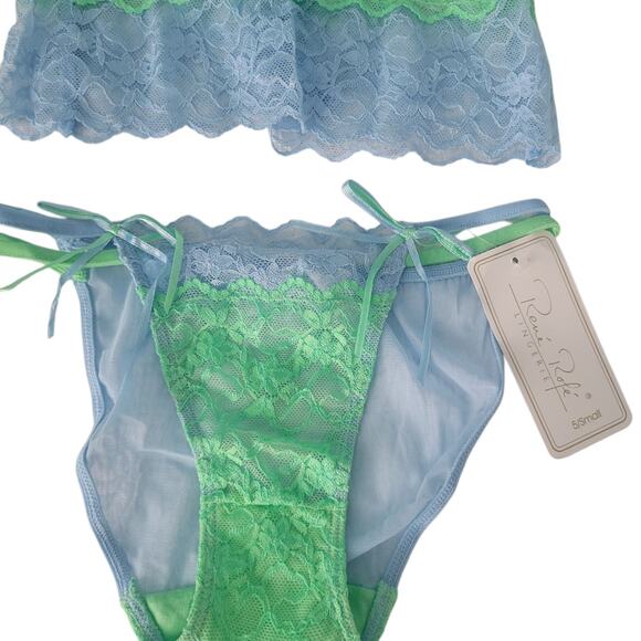 Rene Rofe VINT Y2K Lace Cami Twin Set Pistachio Green Aqua Coquette Fairy SM New - Picture 5 of 10